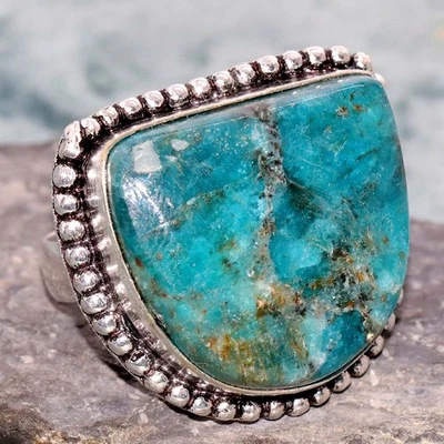 Anillo enchapado en plata 925 apatita azul EE. UU. 10 elegantes joyas GW Foto 1 de 3