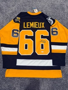 MARIO LEMIEUX Pittsburgh Penguins SIGNIERTES Auto 1992 Stanley Cup TRIKOT PSA COA M - Bild 1 von 4