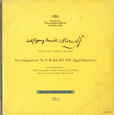 MOZART SQ K.458 (Jagd) LOEWENGUTH QUARTET DGG LP-16004 10" GY1 Blue Border Gtfld - Image 1 of 3