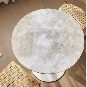 15" White Quartz Stone Round Coffee Table Handmade Living Room Sofa Table Decors - Picture 1 of 10