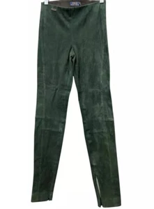 Polo Ralph Lauren grüne Wildleder Leggings mit Knöchelreißverschluss XS Neu mit Etikett - Bild 1 von 4
