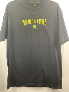 JOHN DEERE LARGE BLACK GRAPHIC T-SHIRT "PLOWING INTO THE FUTURE" NEW ORIGINAL® - Picture 1 of 5