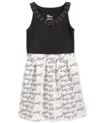 Girls Dress Epic Threads Holiday Skater Love Embellished Neckline Black Sz M NWT - Image 1 of 4