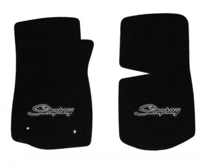 NEW! Floor Mats 1968-1982 C3 Corvette With Embroidered Logo Logo in black Silver - Picture 1 of 15