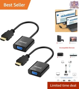 HDMI to VGA Adapter 2 Pack, Gold-Plated Male to Female for Monitor Projector - Picture 1 of 10