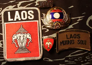 Grupo de Fuerzas Especiales Proyecto Estrella Blanca MAAG Laos Lote Parches y Alfileres Era Vietnam - Imagen 1 de 4