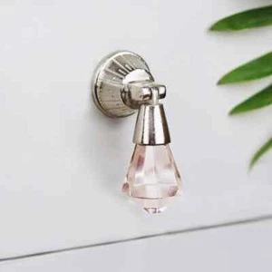 Pack of 6 Pink Octagon Teardrop Glass Pull Drawer Knob - Picture 1 of 7