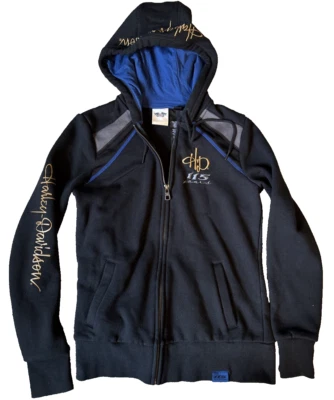 Harley Davidson 115 Year Anniversary Zip Up Hoodie Black Gray Blue Women’s Small - Image 1 of 4