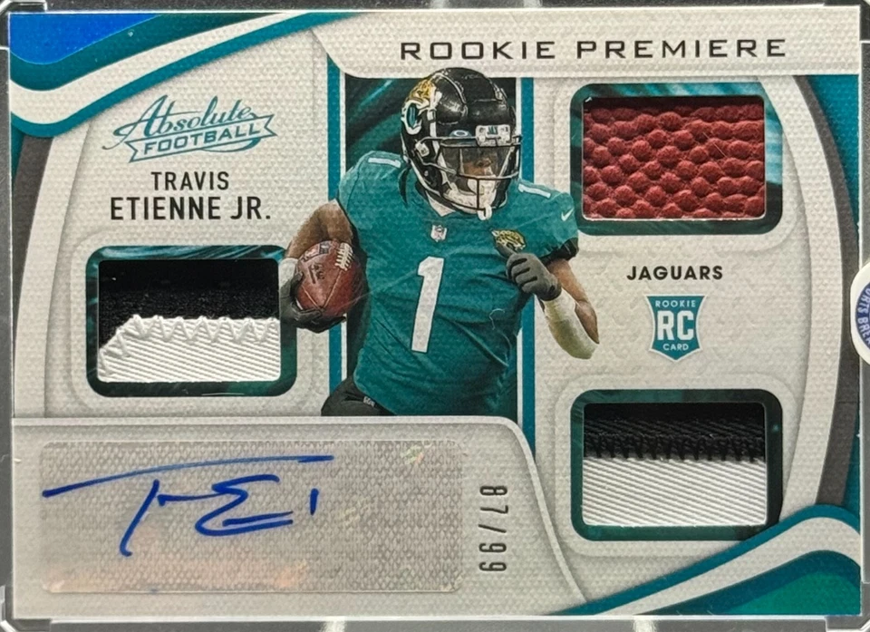 2021 Panini Absolute TRAVIS ETIENNE JR. Rookie Premiere Patch Auto #87/99 - Image 1 of 2
