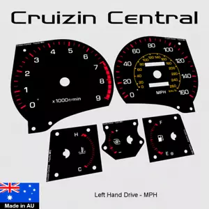 Plastic BLACK DIALS for US Toyota MR2 JDM SW20 gauge speedo tacho cluster MPH - Picture 1 of 7