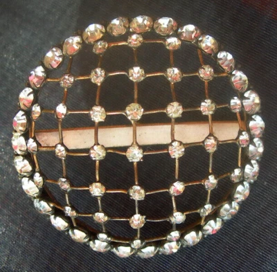 ancienne Tête d'épingle à chapeau résille avec cerclage de strass vers 1900 - Photo 1/3