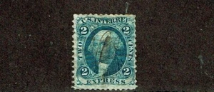 1862-71 Revenue First Issue Washington 2c Blue EXPRESS Sc#R9c Pen Cancel - Picture 1 of 1