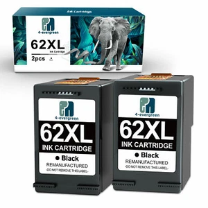 2 PACK 62XL Black Ink Cartridge High Yield for HP OfficeJet 5740 5745 8040 - Picture 1 of 6