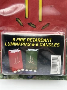 Vtg Holiday Luminarias Six Bags Six Candles Red 1995 Christmas Eve Guide Lights - Picture 1 of 10