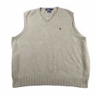 Polo Ralph Lauren Sweater Vest Mens Xlt Tall Beige Cotton V Neck Pullover