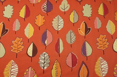 P KAUFMANN LEAF GLOSSARY HORIZON ORANGE LEAVES MULTIUSE FABRIC BY THE YARD 54"W - Image 1 of 4