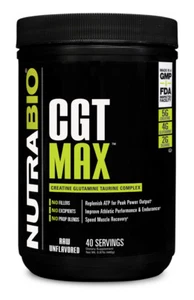 NutraBio CGT Max 40 servings Creatine Glutamine Taurine Unflavored ATP Recovery - Picture 1 of 2