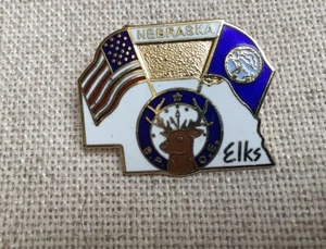 BPOE Alces Nebraska Bandera Americana Sombrero Solapa Pin Pinback - Imagen 1 de 2