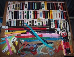110 Vtg Zippers Lot/New - Used/Mixed Variety/Enameled Metal/Polyester/Heavy Duty - Picture 1 of 11