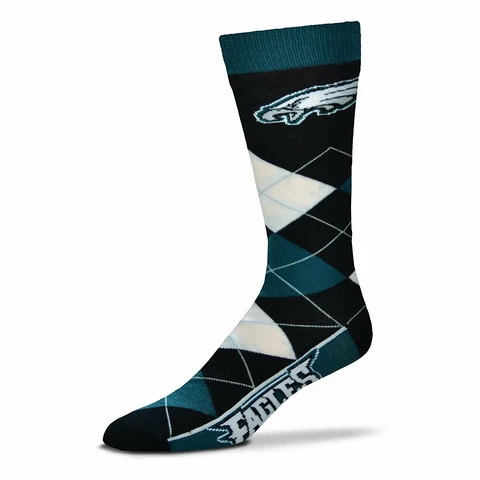 Philadelphia Eagles NFL Team Colors Argyle Dress Crew Socks One Size Fits Most Cover