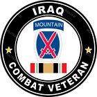 US Army 10th Mountain Division Iraq Combat Veteran Self-adhesive Vinyl Decal