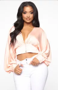 Moda Nova Chasing For Your Love Top Botones Manga Globo Talla M Rosa Malva - Imagen 1 de 8