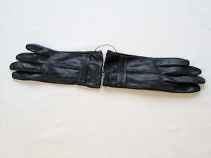 Ladies Leather Driving Dress Gloves Navy 7.5" - Picture 1 of 9