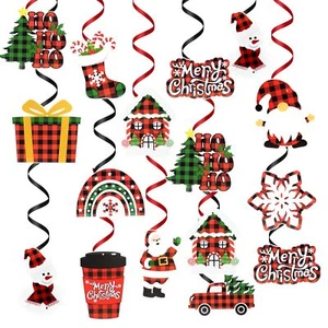24PC Christmas Hanging Swirls Santa & Snowman Ceiling Decorations - Picture 1 of 8