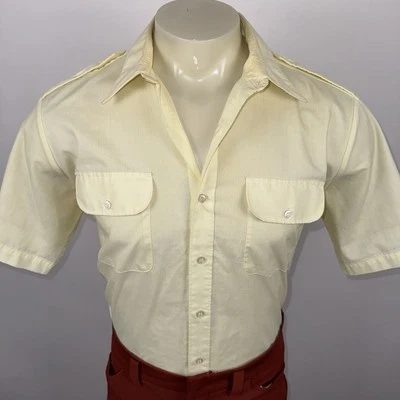 1970s Stats Shirt Mens Large Vintage Boogie Nights Disco Safari Groovy Nik Mod - Image 1 of 4