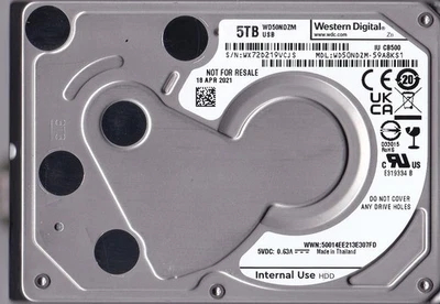 WD50NDZM-59A8KS1 s/n: WX72D2 Thailand APR / 2021 5TB USB-C 2.5" WESTERN DIGITAL - Image 1 of 4