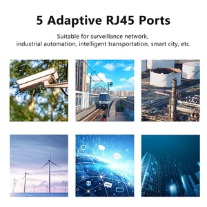 Industrial Ethernet Switch 5 Ports 100Mbps DIN Guide Rail IP40 Protec-tion U NEW - Afbeelding 1 van 12