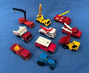 Vintage Lot of 10 MATCHBOX Work Vehicles Diecast Hot Wheels Redline Corgi Tomica - Picture 1 of 18