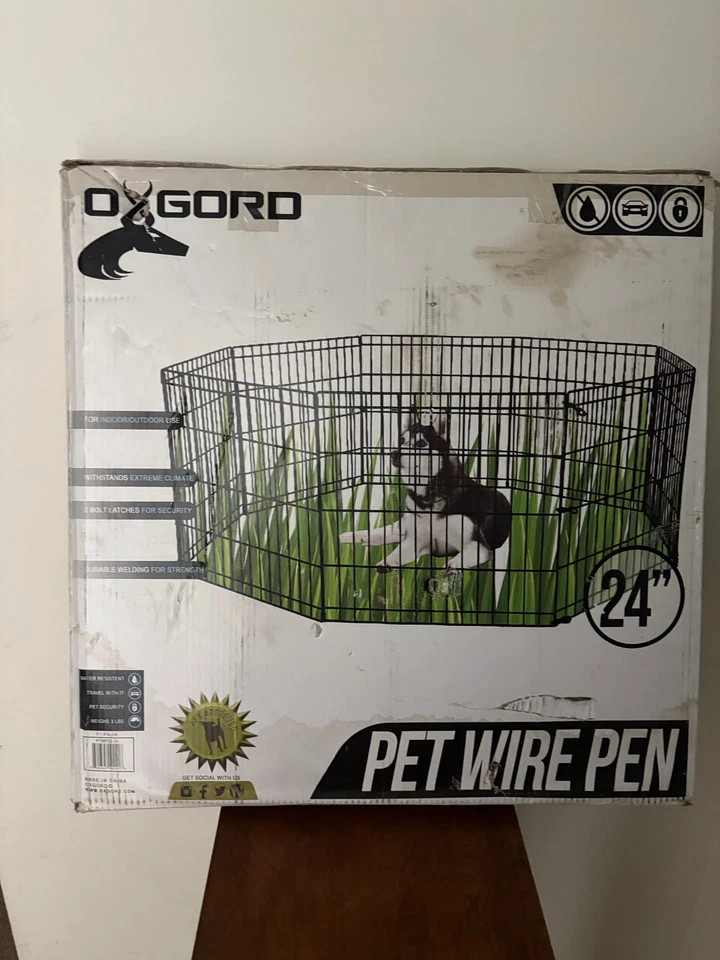 OxGord 24" Parque Infantil para Mascotas - Cerca de Ejercicio para Perros de Metal de 8 Paneles - Nuevo Foto 1 de 1