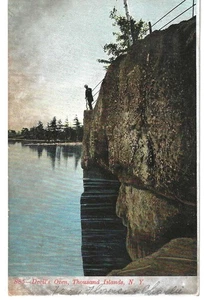 Devils Oven, Thousand Islands, NY 1907 postcard mailed Clayton, NY, Scott's #300 - Picture 1 of 2