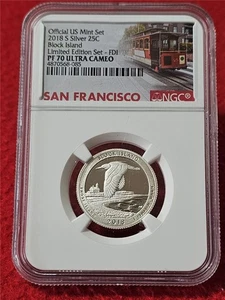 2018-S BLOCK ISLAND SILVER QUARTER NGC PF 70 UC LIMITED EDITION #T5748 - Picture 1 of 2