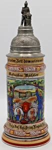 Piedra de cerveza alemana regimiento de infantería 1/2L porcelana con litografía Gef. Bassler - Imagen 1 de 9