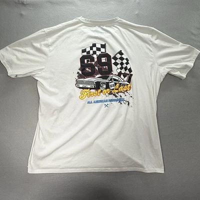All American Roughneck Racing NASCAR White Men 3XL Shirt - Image 1 of 4