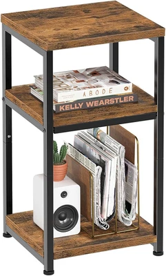 3 Tier End Table, Rustic Brown Side Table with Storage Shelf for Living Room or  - Image 1 of 4