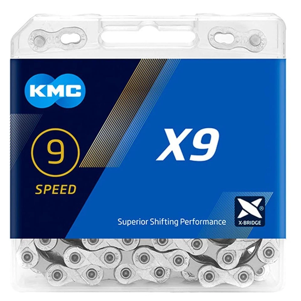 KMC X9 9-Speed Bicycle Chain 116 Links Silver/Black - Image 1 of 1