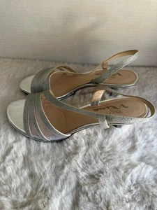 Nina Heels Womens Size 8M Silver Metallic Strappy Slingback Dress Sandals NEW - Picture 1 of 7