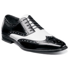 Tinsley Black & White Buffalo Leather Wingtip Oxfords by Stacy Adams