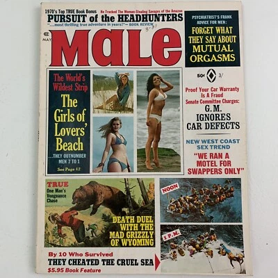 Male Magazine May 1970 Men's Pulp Pursuit Of The Headhunters Lovers’ Beach - Image 1 of 4