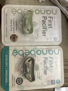 Lot of 2 Variety Nanobebe My Baby’s First Pacifier Silicone BPA Free & Extra Sof - Picture 1 of 4