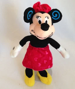 Minnie Mouse 9" plush beanie pink skirt with hearts blue swirl in ears - Picture 1 of 2