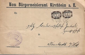 BAYERN PAAR 1pf BRAUN AUF ABDECKUNG AUS KIRCHHEIM REF 1827 - Bild 1 von 1