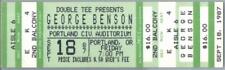 George Benson Concerto Ticket Stub Settembre 18 1987 Portland Oregon