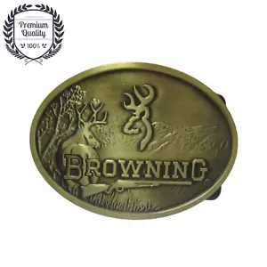 Metal Zinc Alloy Belt Buckle Western Cowboy Browning Brass Casual Fashion Style - Picture 1 of 2