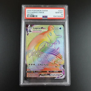PSA 10 Lapras Vmax 203/202 Sword and Shield Base Holo Graded Pokemon Card - Picture 1 of 3