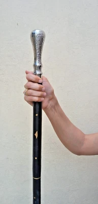 Bastón de madera vintage con mango de plata esterlina de diseño cabeza antigua Foto 1 de 4