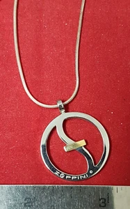 Zoppini Stainless Steel Harmony Pendant w/ 18K Gold Inlay. 15" Necklace. - Picture 1 of 4